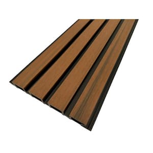 8.6 in. x 106 in. x 1.1 in. 4 Grid Composite Cladding Siding Outdoor Wall Panel in Dark Teak Color (Set of 2-Piece)