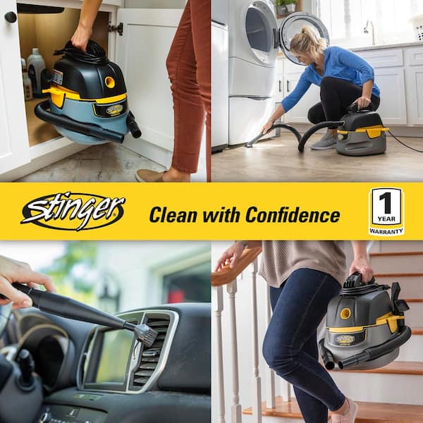2.5 Gal. 1.75 Peak HP Small Shop Vacuum Wet Dry Vac with Filter Bag, Hose, Accessories and Micro-Cleaning Kit HD2025B