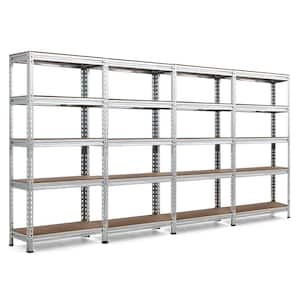 4-Pieces Silver 5-Tier Metal Garage Storage Shelving Rack Adjustable(30 in. W x 60 in. H x 12 in. D)