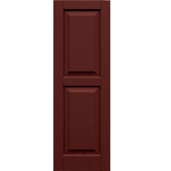 Winworks Wood Composite 15 in. x 45 in. Raised Panel Shutters Pair #650 Board and Batten Red