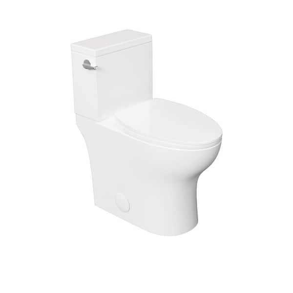 19 in. Tall Toilet 1.0/1.28 GPF Dual Flush Comfort Height 1-Piece Toilet Elongated Toilet in White with Soft Close Seat