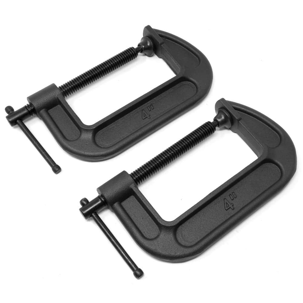 WEN Heavy-Duty Cast Iron C-Clamps with 4-Inch Jaw Opening and 2.2-inch Throat, 2 Pack