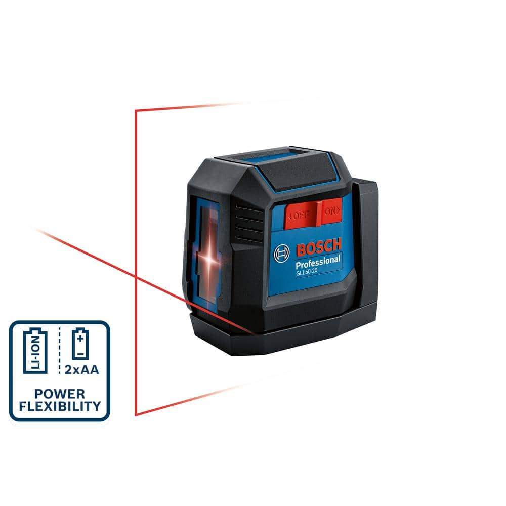 Bosch 50 ft. Dual Power Battery Red Beam Self-Leveling Cross-Line Laser Level