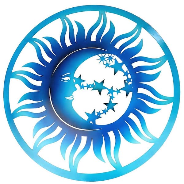 Unbranded 26-in. Steel Powder Coated Blue/White Sun Decorative Wall Art