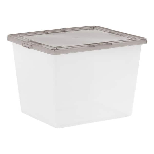 36 Qt. Plastic Storage Bin Tote Organizing Container with Latching Lid, Clear/Gray (6-Pack)