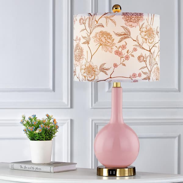 Cinkeda Gawronski 24 in. Pink Traditional Ceramic Table Lamp with