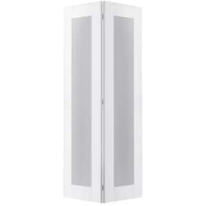 Paola 36 in. x 80 in. Full Lite Frosted Glass Bianco Noble Wood Composite Bi-fold Door