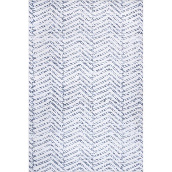 nuLOOM Rosanne Blue 2 ft. 6 in. x 8 ft. Machine Washable Geometric Indoor Runner Rug