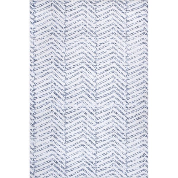 nuLOOM Rosanne Blue 5 ft. x 8 ft. Machine Washable Geometric Indoor Area Rug