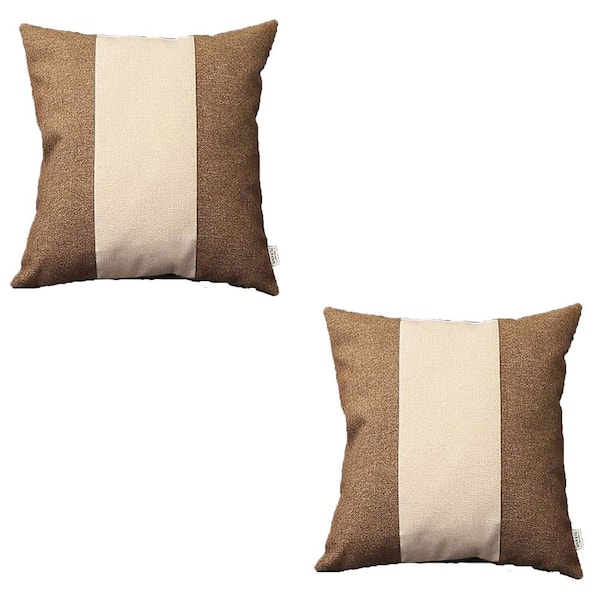 MIKE & Co. NEW YORK Boho-Chic Handcrafted Jacquard Brown & Ivory 18 in. x 18 in. Square Solid Throw Pillow Cover Set of 2