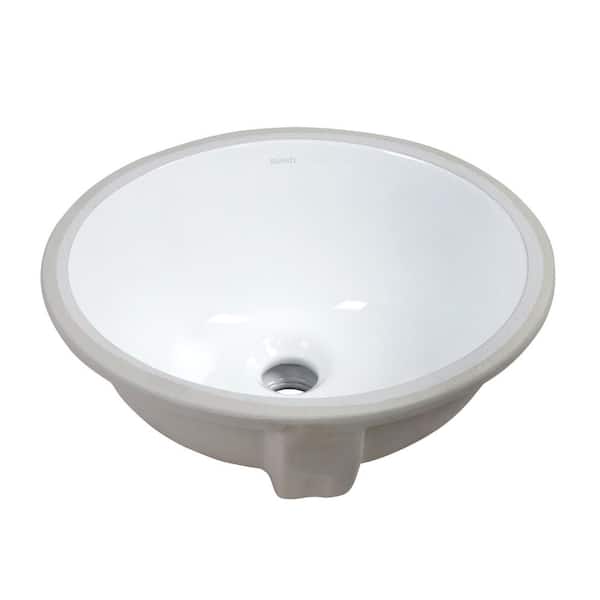 Krona 15 in. Undermount Oval Bathroom Sink with Overflow Drain in White Porcelain Ceramic