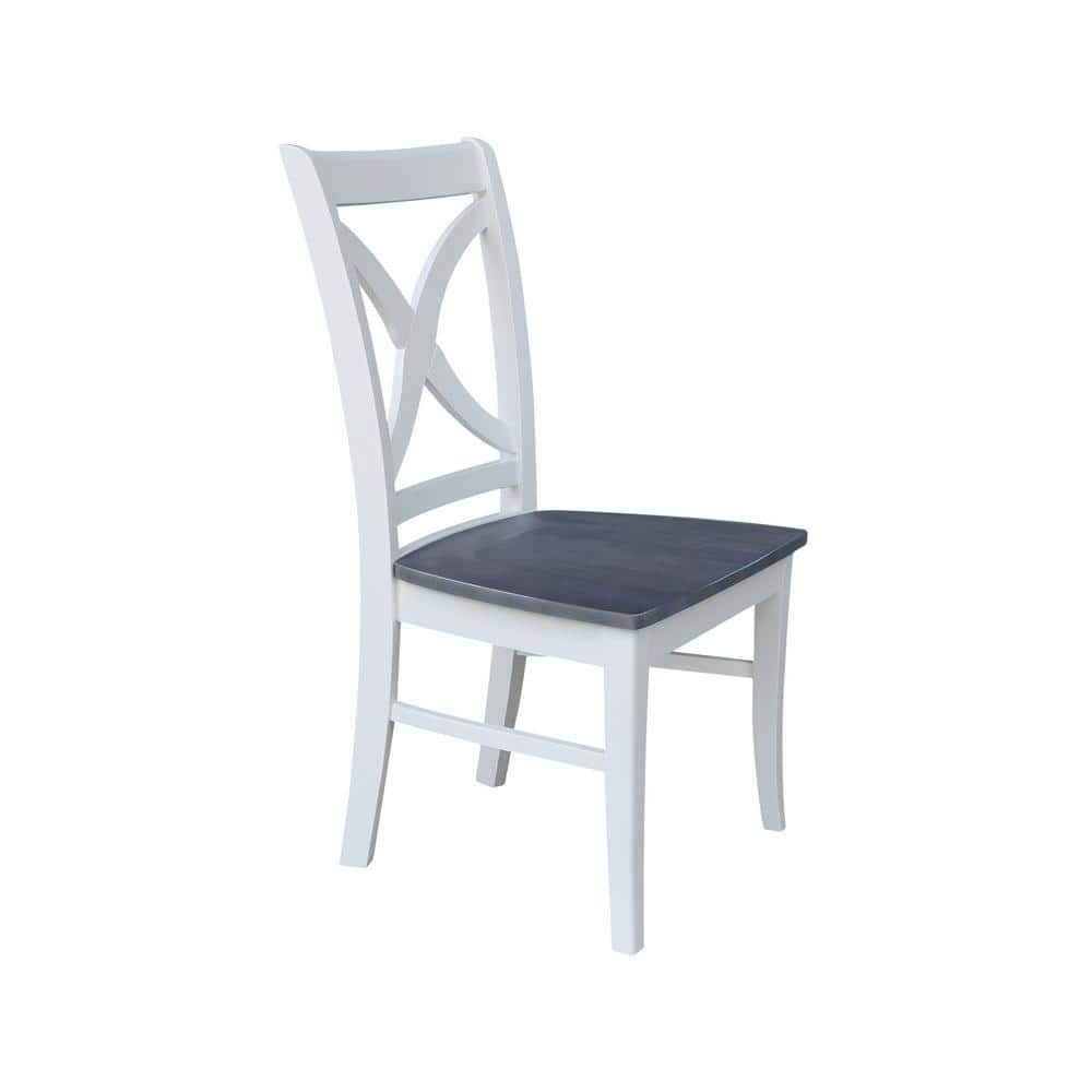 Gray Cross Back Solid Wood Side Chair