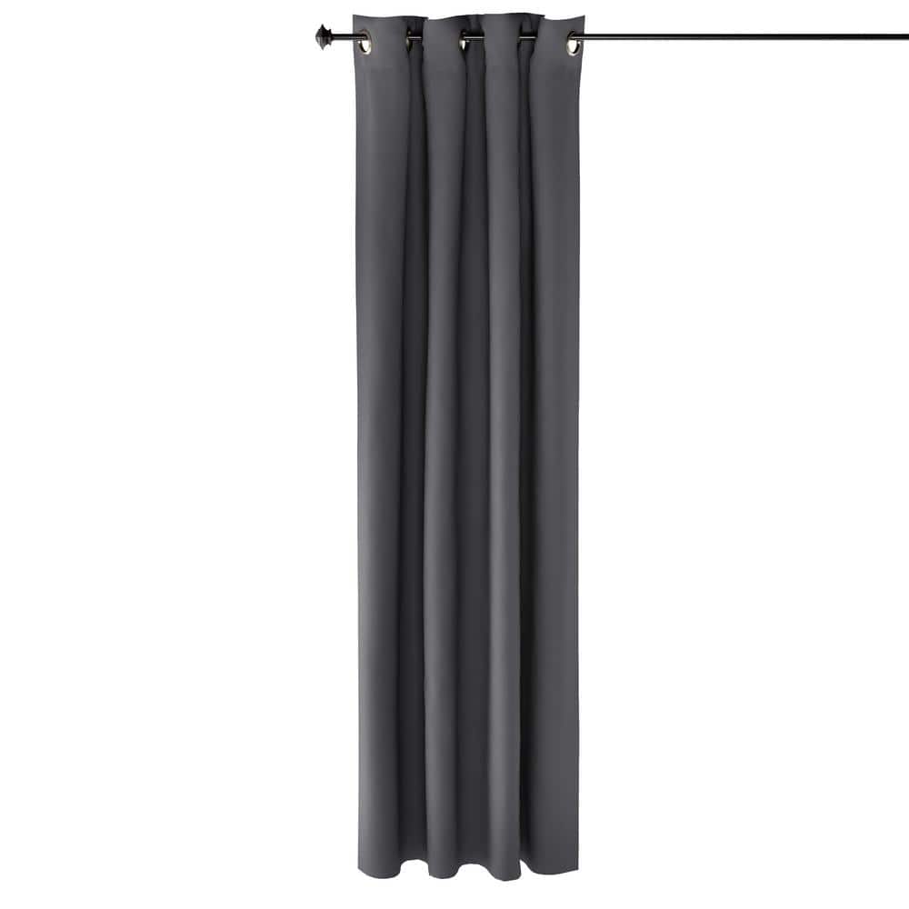Dark Grey Polyester Blackout Grommet Window Panel