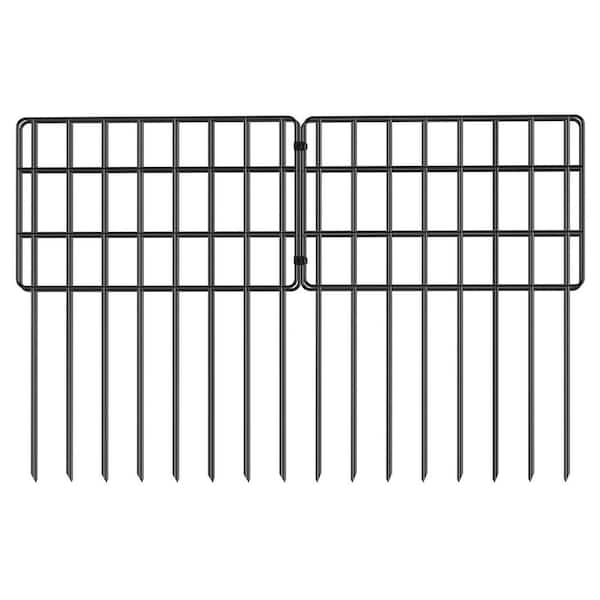 17 in. Heavy Duty Steel Animal Barrier Fence, Dual Crossbar Design No Dig Rustproof Metal Fence Border, 25 Panels