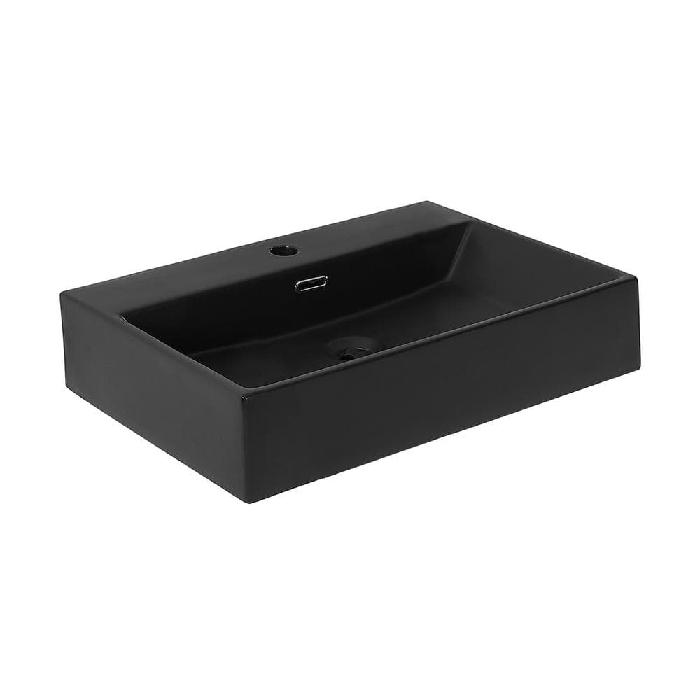 Claire 24" Matte Black Ceramic Wall-Mount Bathroom Sink