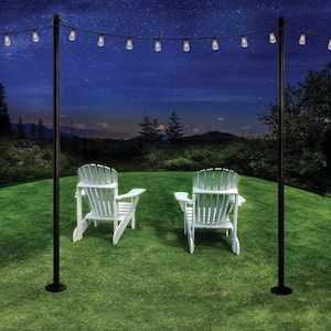 V2 Light Pole 4-Pack with 100 ft. of LED Edison Bulb String Lights (Yard Mount)