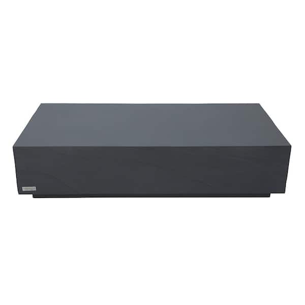Sol Living Elementi Colorado 14 in. Slate Black Rectangle Concrete Outdoor Coffee Table
