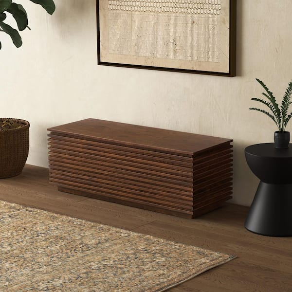 Zuzu 50 in. W Walnut Entryway Bench with Storage