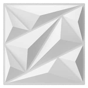 12 in. x 12 in. x 0.24 in. 3D PVC Wall Panel Diamond for Living Room Lobby Bedroom Hotel Office Wall Decor, White
