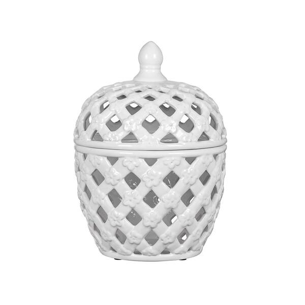 Ornament Polyresin White Jar