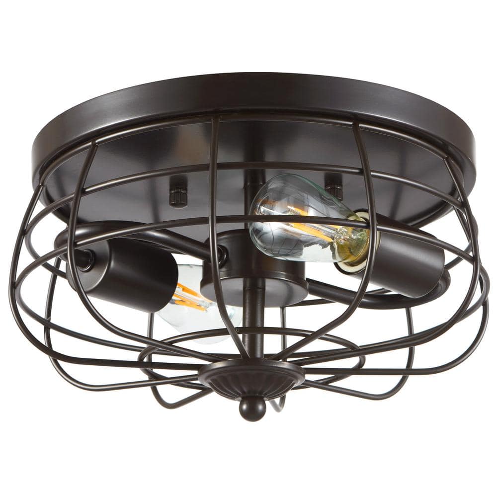11 in. 2-Light Bronze Rustic Metal Caged Flush Mount price history on PriceWatchPro