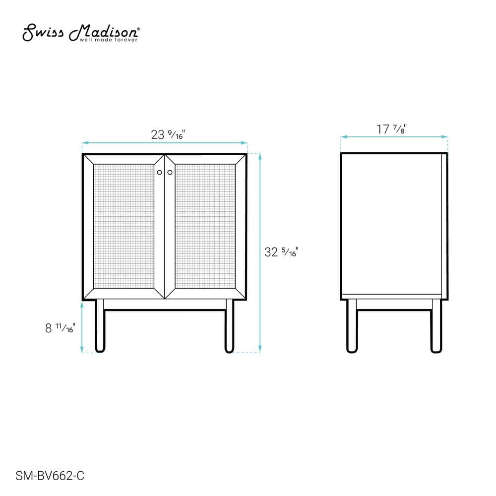 Classe 24" Oak Bathroom Vanity with Cane Doors