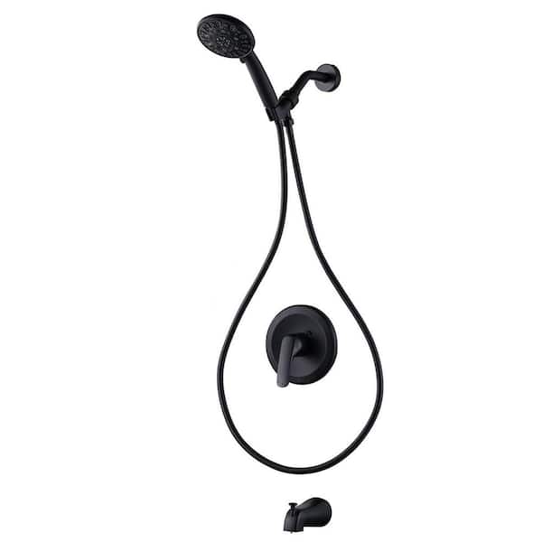 Single-Handle 7-Spray Tub and Shower Faucet 1.8 GPM in. Matte Black with Brass Pressure Balance Rough-In Valve Included