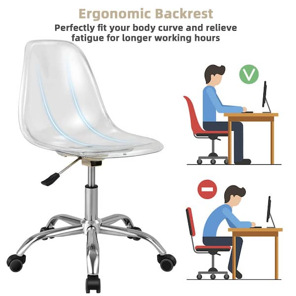 Acrylic rolling best sale desk chair