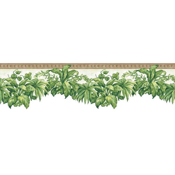 The Wallpaper Company 8 in. x 10 in. Green Tropical Plants Border Sample