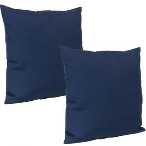 17 in. Navy Square Outdoor Throw Pillow Covers (Set of 2)