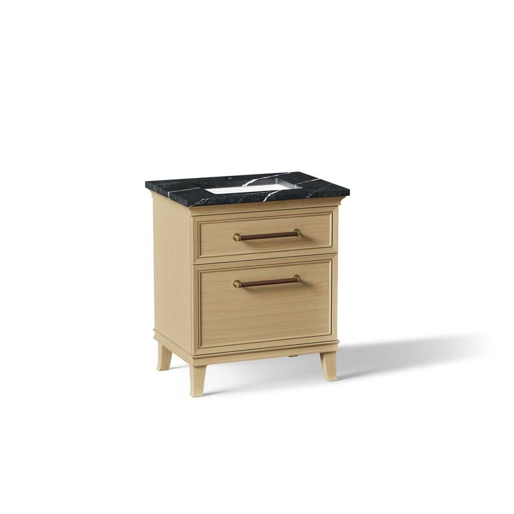 Artifacts 30 in. Freestanding Light Oak Bath Vanity with Black Eternal Marquina Quartz Top And Brass Hardware price history on PriceWatchPro