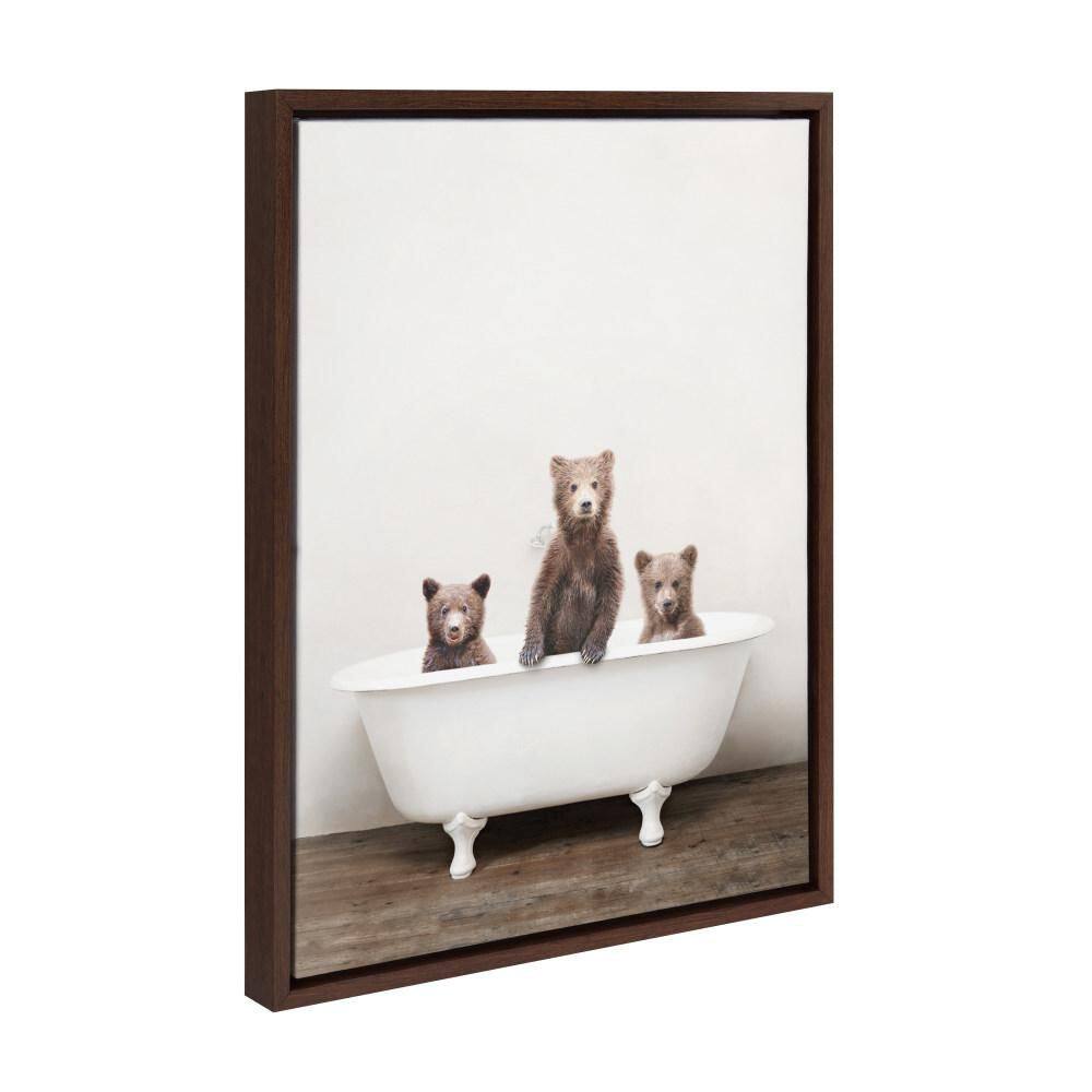 "Sylvie ""3 Little Bears in Vintage Bathtub"" by Amy Peterson Art Studio Brown Framed Art Print 18 in. x 24 in." price history on PriceWatchPro