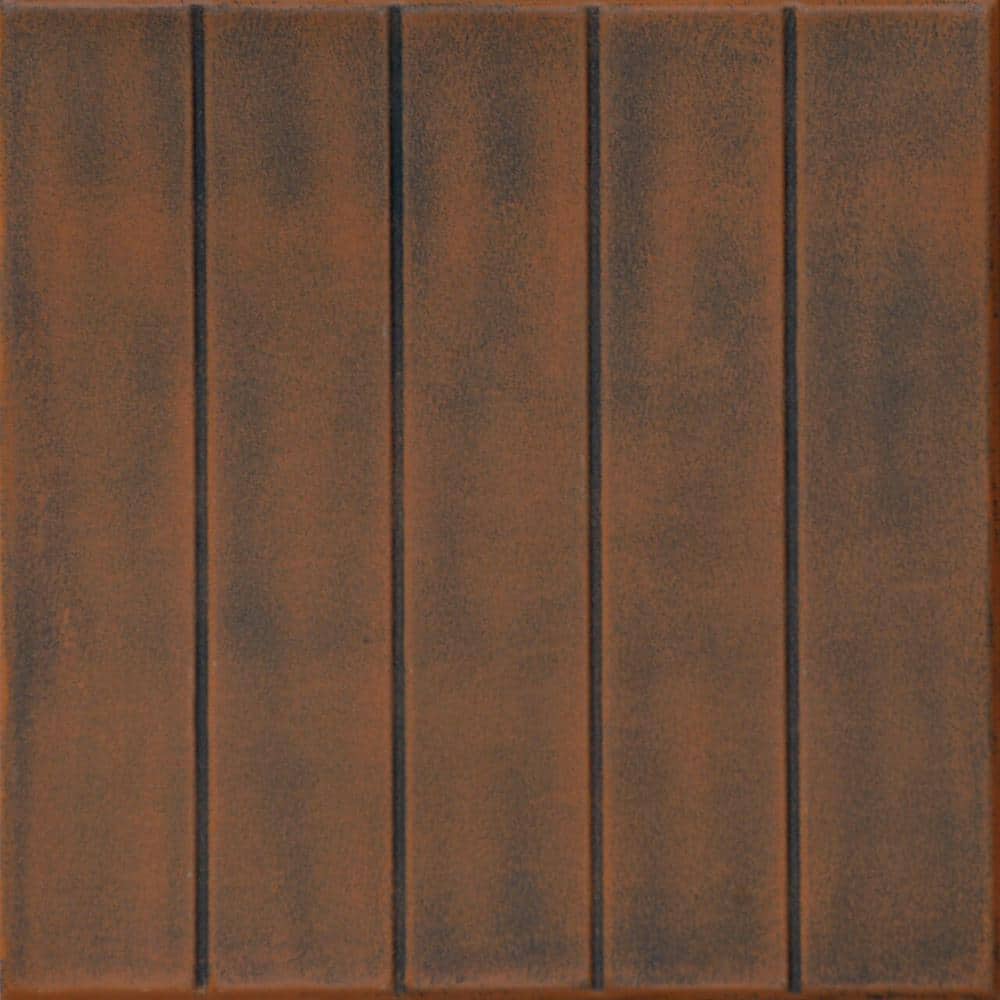 Bead Board Antique Copper Orange 1.6 ft. x 1.6 ft. Decorative Foam Glue Up 