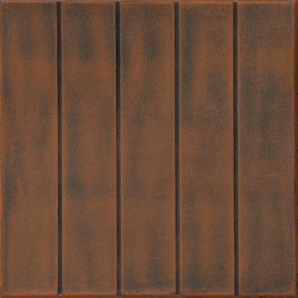 A La Maison Ceilings Bead Board Antique Copper Orange 1.6 ft. x 1.6 ft. Decorative Foam Glue Up Ceiling Tile (21.6 sq. ft./case)