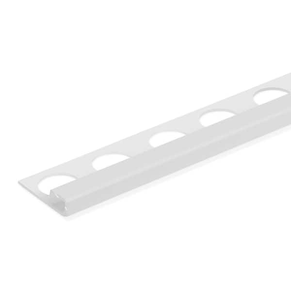TrimMaster Textured White 5/16 in. x 98-1/2 in. Aluminum Square Tile Edging Trim