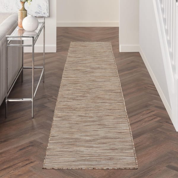 Positano Beige 2 ft. x 12 ft. Kitchen Runner Solid Modern Indoor/Outdoor Patio Area Rug
