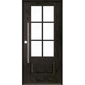 Modern Faux Pivot 36 in. x 80 in. 6-Lite Right-Hand/Inswing Clear Glass Baby Grand Stain Fiberglass Prehung Front Door