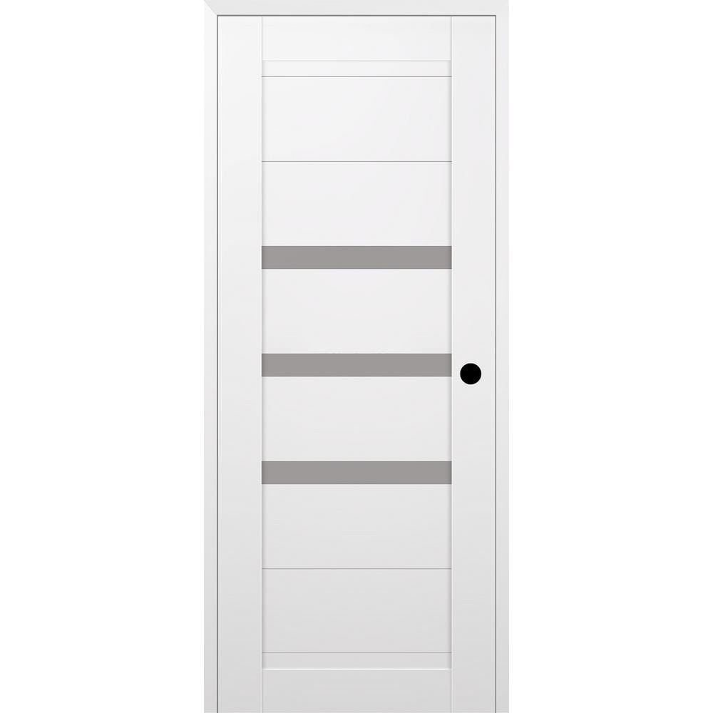 Dora 24 in. x 84 in. Left Hand 3-Lite Frosted Glass Snow White Composite Wood Single Prehung Door price history on PriceWatchPro
