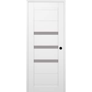 Dora 24 in. x 84 in. Left Hand 3-Lite Frosted Glass Snow White Composite Wood Single Prehung Door