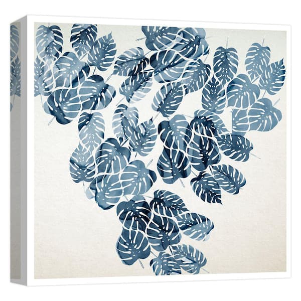 PTM Images ''Aqua Leafs II'' Canvas Abstract Wall Art 15 in. x 15 in.