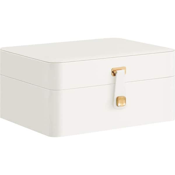 2-Layer Travel Jewelry Organizer with Removable Tray Cloud in White