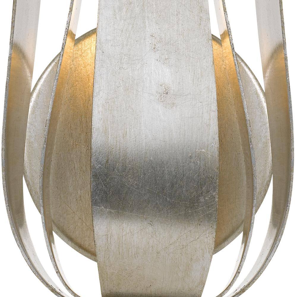Elegant Antique Silver Dimmable Wall Sconce with Wrought Iron Leaves