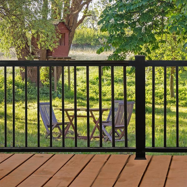Arlington Textured Black Aluminum Straight Railing Bracket Kit (4-Piece)