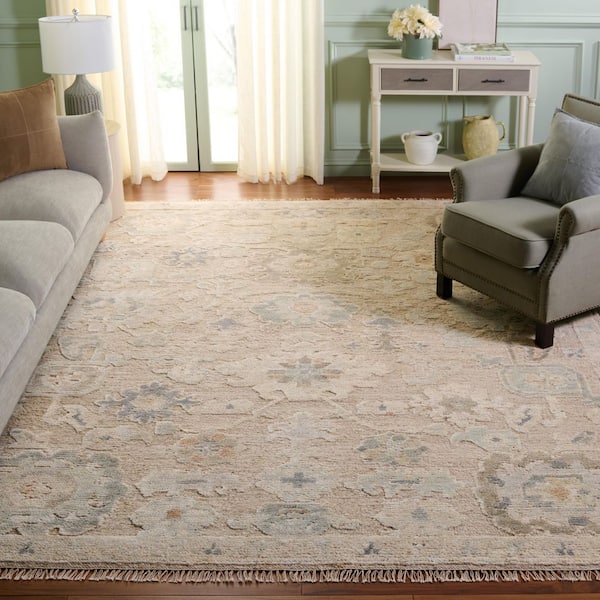 Samarkand 8 ft. x 10 ft. Beige/Gray Floral Distressed Area Rug