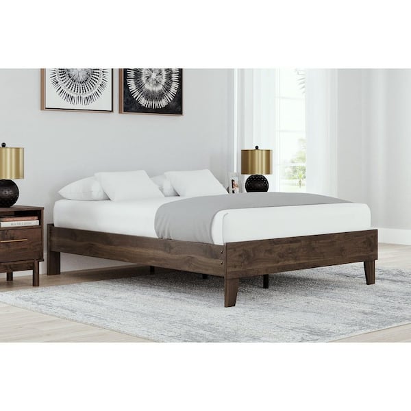 Calverson Brown Wood Frame Full Platform Bed