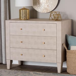 Leyna Beige Faux Shagreen 29.9 in. Accent Cabinet