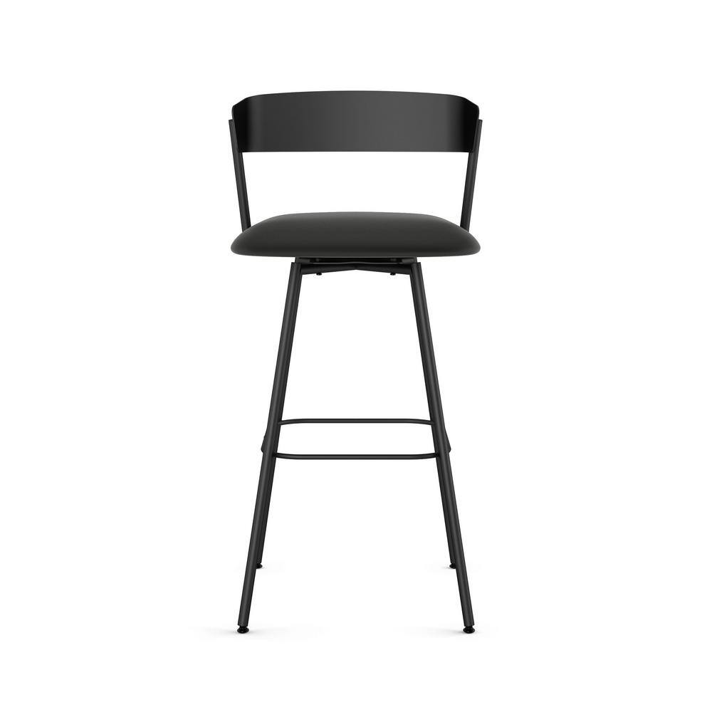 Ludwig Black Faux Leather Swivel Counter Stool