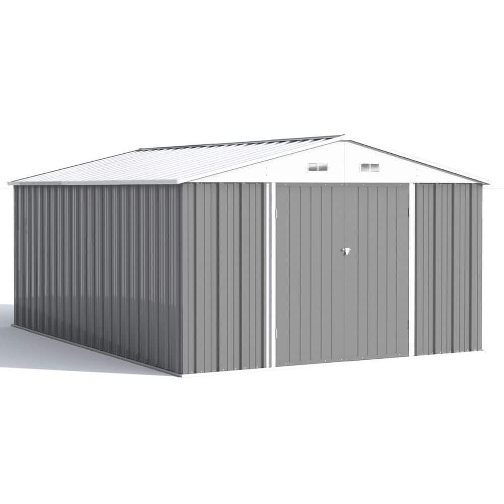 10 ft. W x 14 ft. D Outdoor Storage Metal Shed with Double Hinged Large Door, Gray(140 sq. ft. ) price history on PriceWatchPro