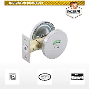 Occupancy Indicator Deadbolt, non-handed, adjustable backset, Satin Chrome Finish