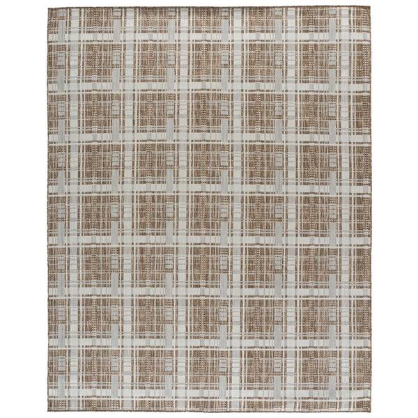 Beach House 8 ft. x 10 ft. Brown/Ivory Geometric Abstract Indoor/Outdoor Area Rug